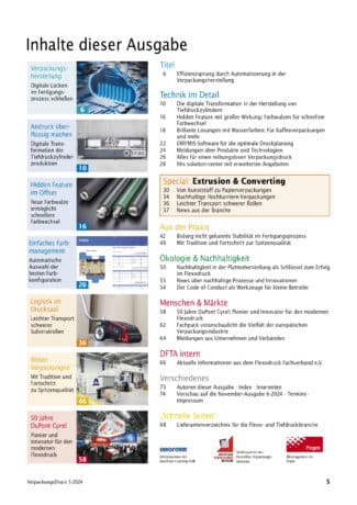 Inhaltsverzeichnis VerpackungsDruck & Converting 5-2024