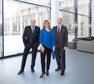 Die neue Geschäftsführung von Goebel von links nach rechts: Harald Knechtel (Vertrieb und Marketing), Roberta Ghilardi (Administration und Finanzen) und Dr. Hans-Peter-Bauer (Technik)